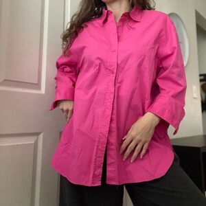 ZARA Oversized Hot Pink‎ Button Down Shirt Size Large